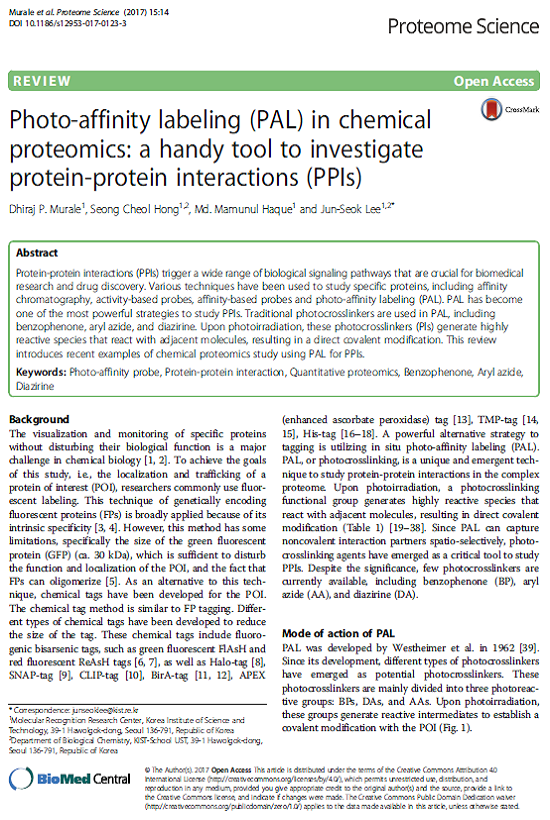 Photo-affinity labeling (PAL) in chemical proteomics: a handy tool to investigate protein-protein interactions (PPIs)